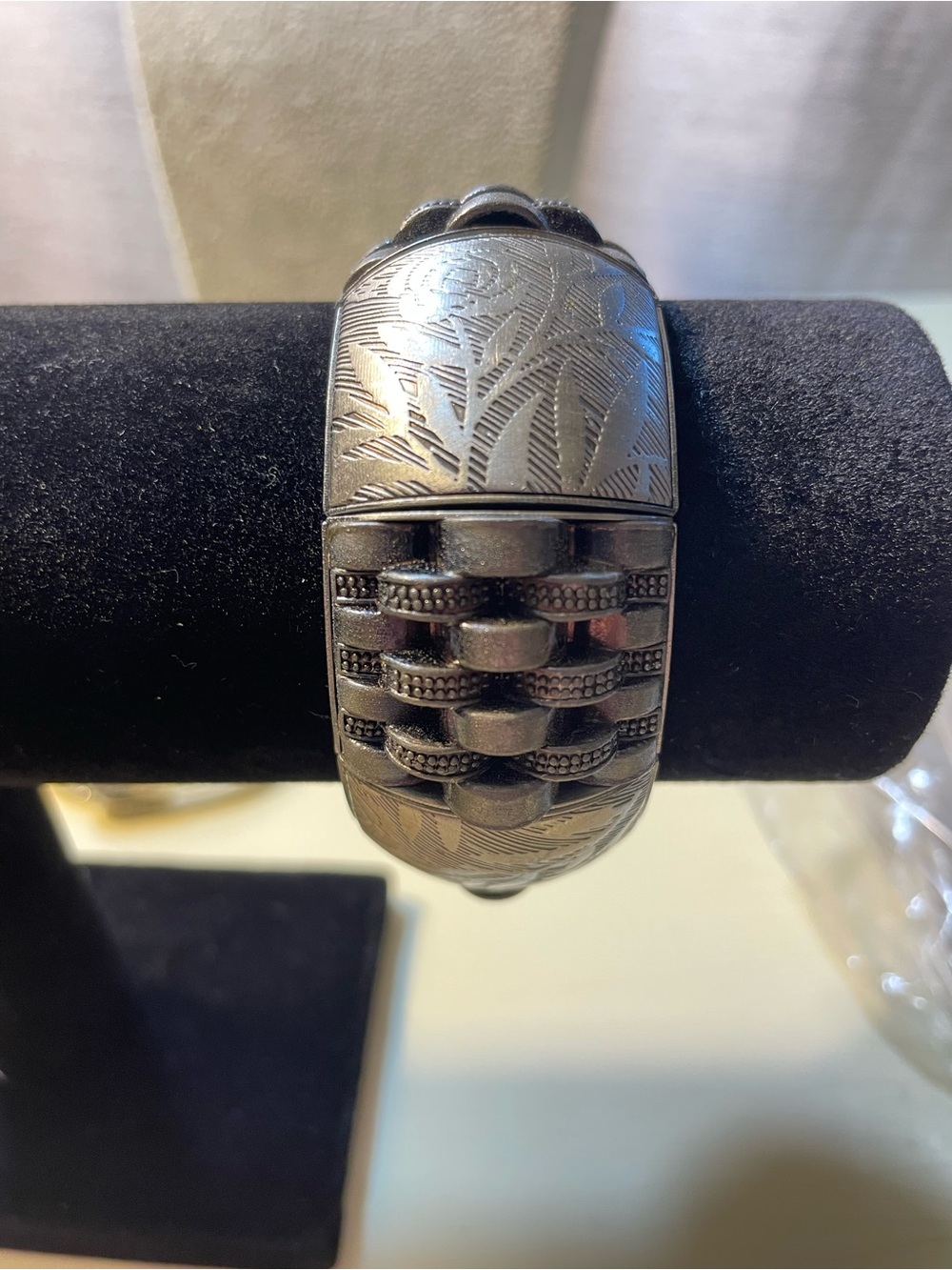 Etched Silver Bracelet Cuff
